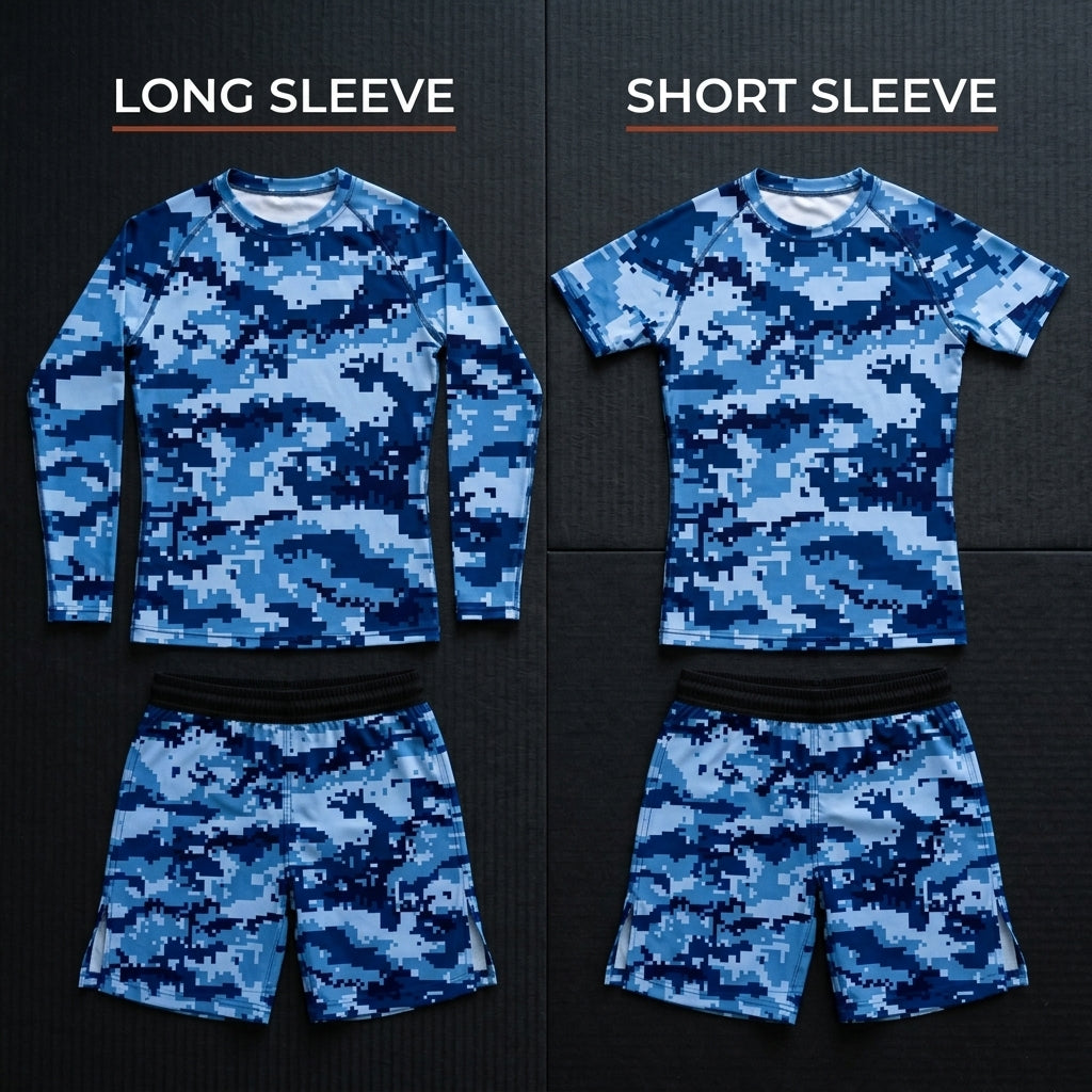 Blue Digital Camo Rashguard + Shorts Set