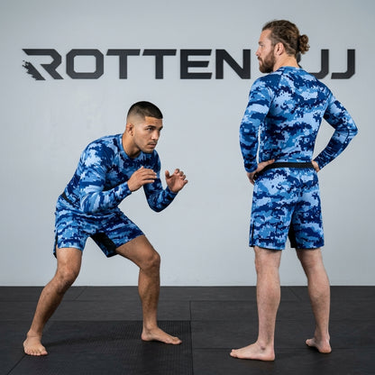 Blue Digital Camo Rashguard + Shorts Set