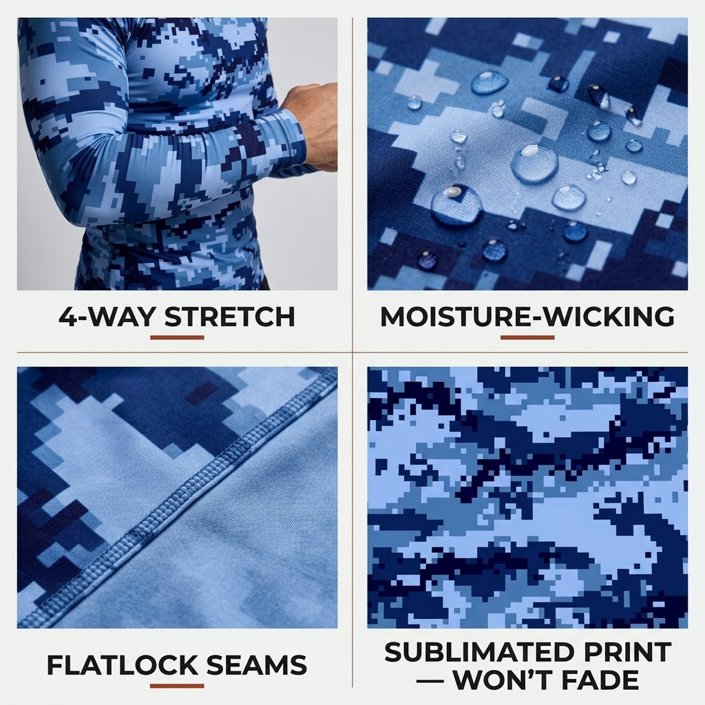 Blue Digital Camo Rashguard + Shorts Set