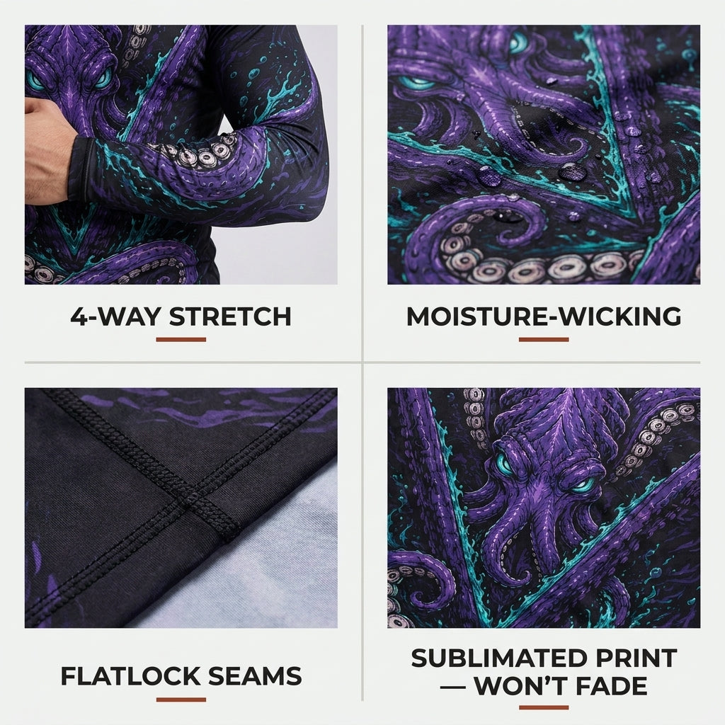 Purple Octopus Rashguard + Shorts Set