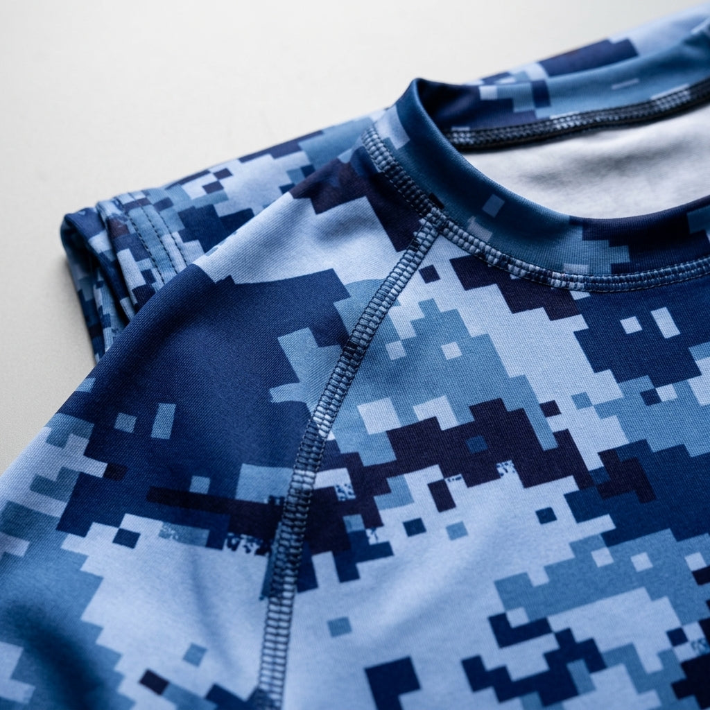 Blue Digital Camo Rashguard + Shorts Set