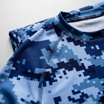 Blue Digital Camo Rashguard + Shorts Set