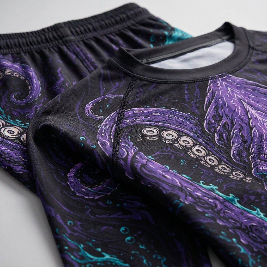 Purple Octopus Rashguard + Shorts Set