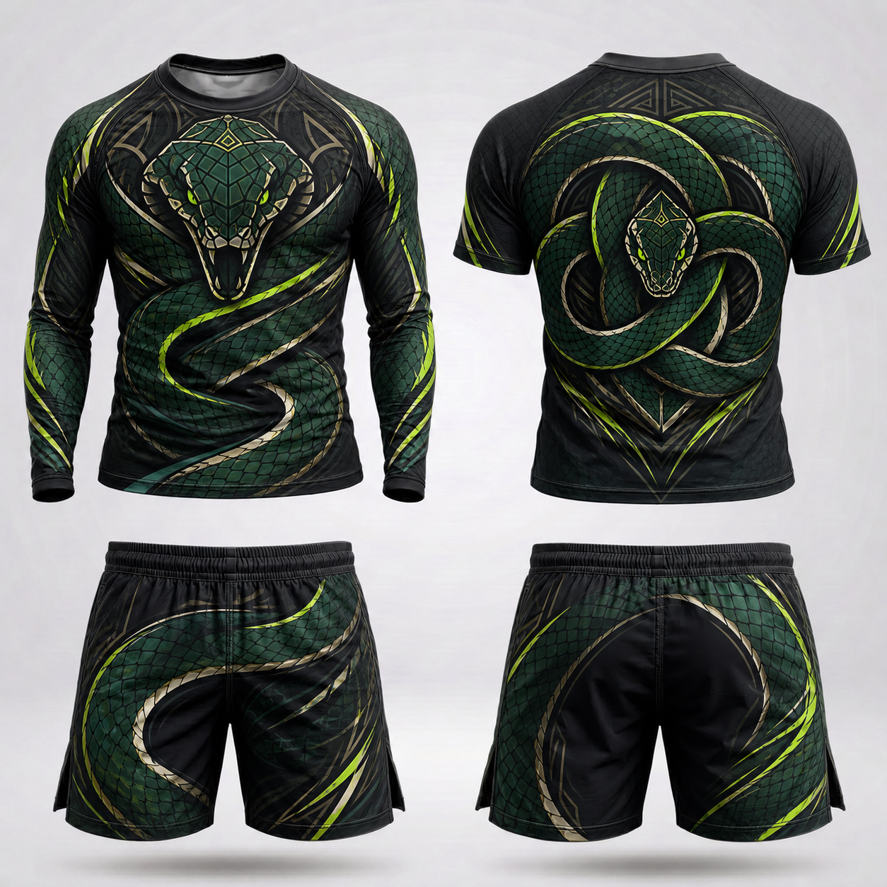 Green Cobra Rashguard + Shorts Set