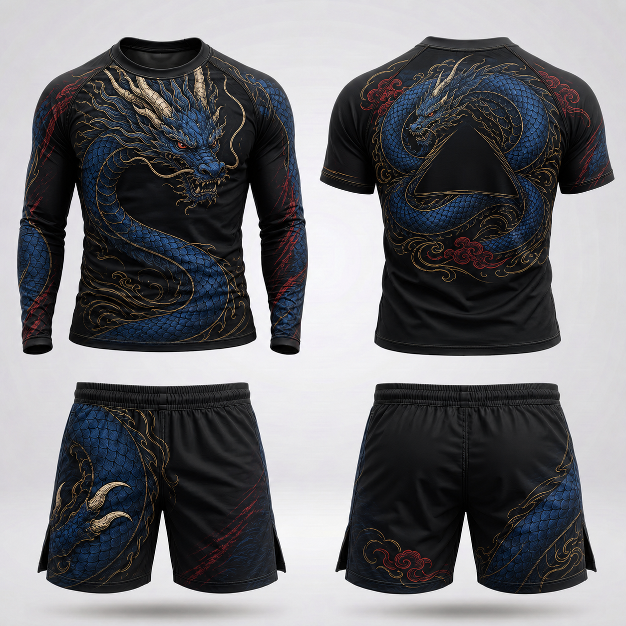 Blue dragon Rashguard + Shorts Set