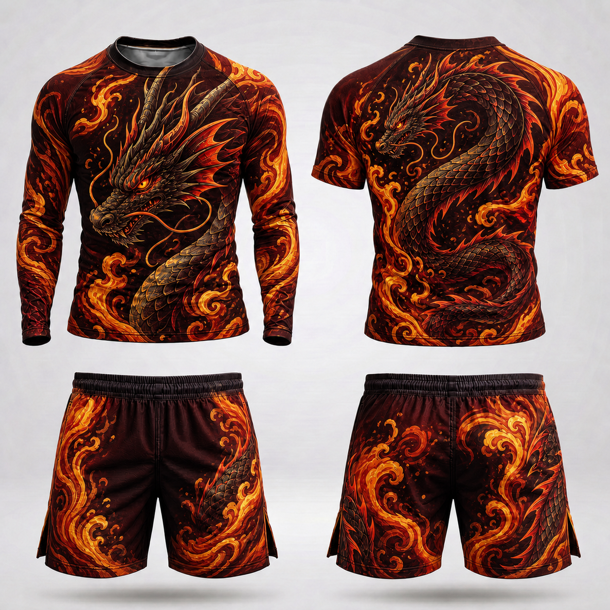 Fire Dragon Rashguard + Shorts Set