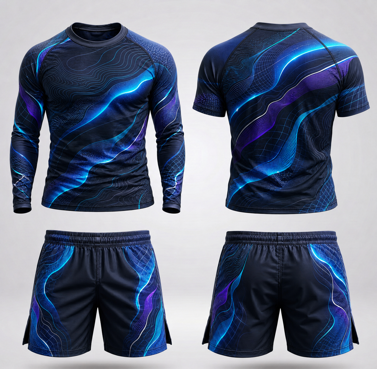 Blue waves Rashguard + Shorts Set