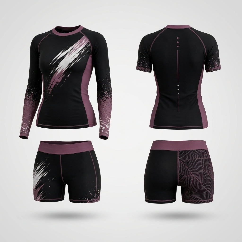 Purple Splash — Rashguard + Shorts Set