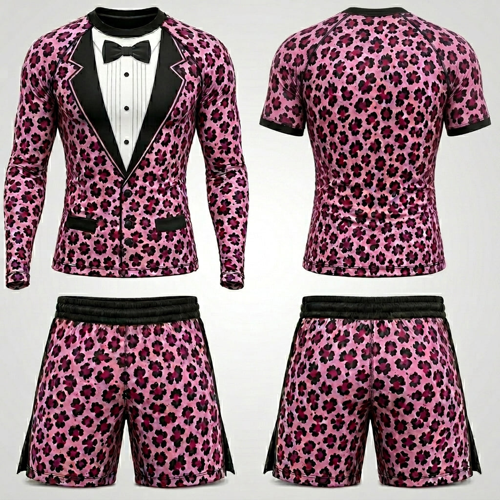 Pink leopard Suit — Rashguard + Shorts Set