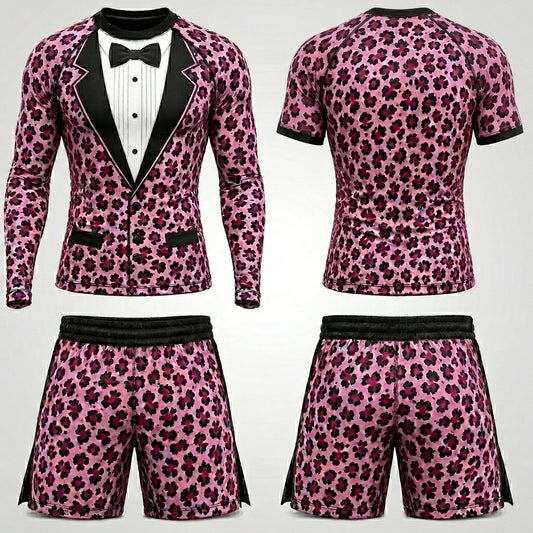 Pink leopard Suit — Rashguard + Shorts Set