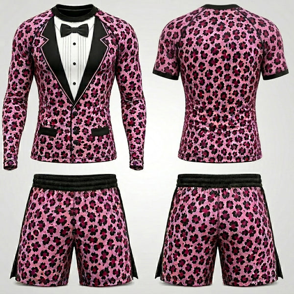 Pink leopard Suit — Rashguard + Shorts Set