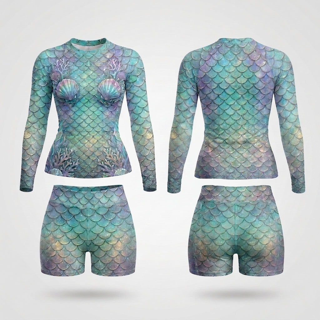 Mermaid (Women)— Rashguard + Shorts Set