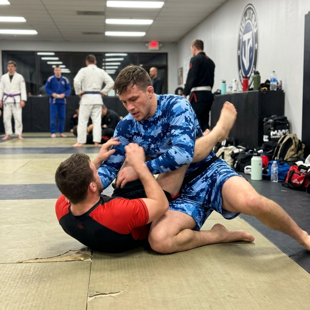Blue Digital Camo Rashguard + Shorts Set