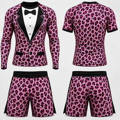 Pink leopard Suit — Rashguard + Shorts Set